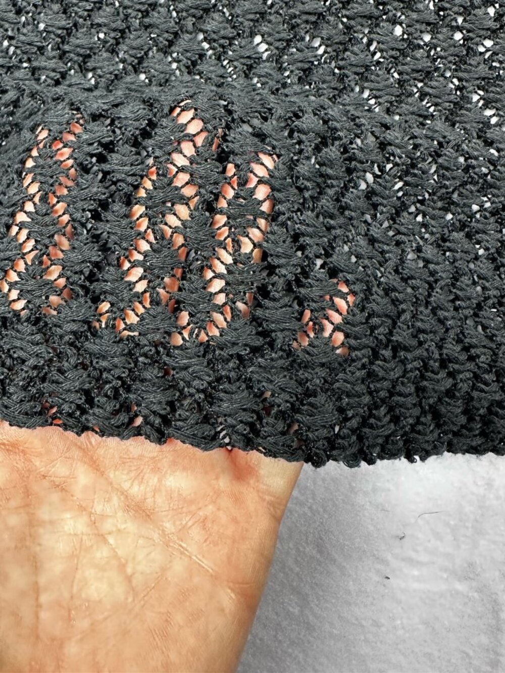 International Sportswear 2XL Black Open Knit Crochet Sweater Large Grunge Punk - Picture 11 of 15